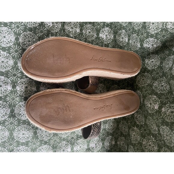 Sam Edelman Womens 9 M Gold Snake Print Slip On Wedge Slides Sandals - Picture 3 of 6